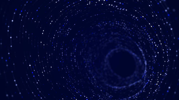 istock Wireframe tunnel. Abstract space with dots and lines. Perspective mesh background. Network structure. 3d 1396543790