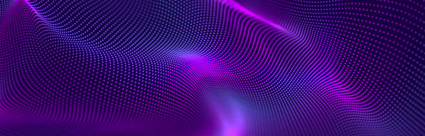istock Musical wave. Beautiful illustration with connected dots and lines. Digital network background. 3D 1396548260