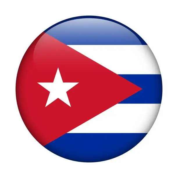 Vector illustration of Cuba National flag. Vector icon. Glass button for web, app, ui. Glossy banner.