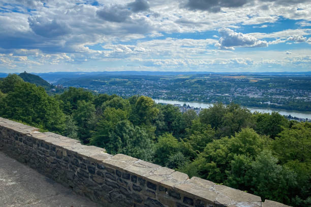 istock Scenic view from Petersberg mountain at Siebengebirge mountain range in Germany overlooking river Rhine and Bad Godesberg