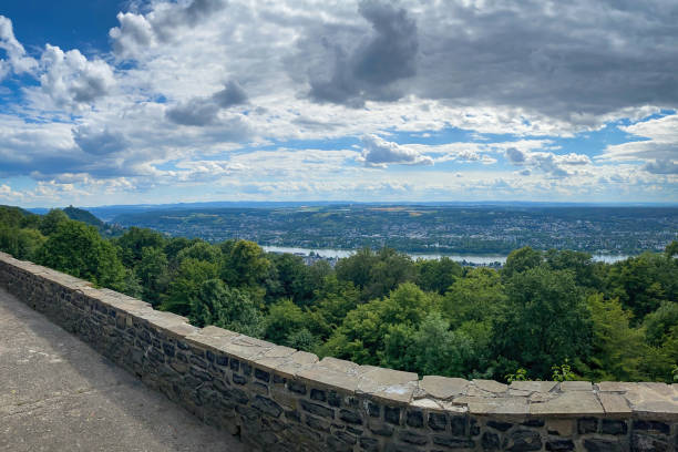 istock Scenic view from Petersberg mountain at Siebengebirge mountain range in Germany overlooking river Rhine and Bad Godesberg