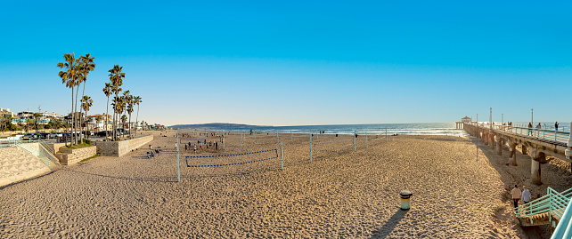 scenic pier at Manhattan Beach near Los Angeles in sunset mood
