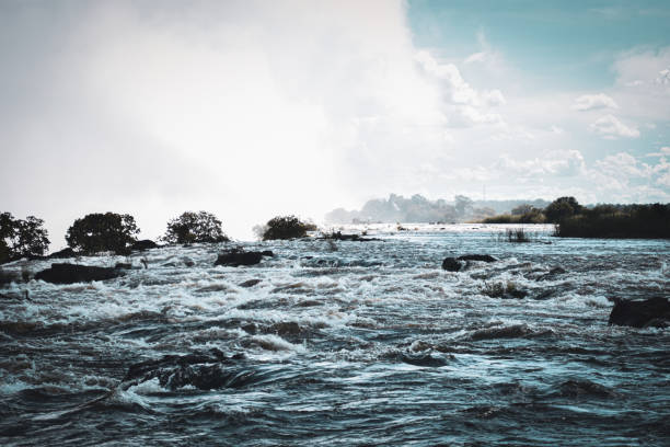 A landscape view of the waterfalls