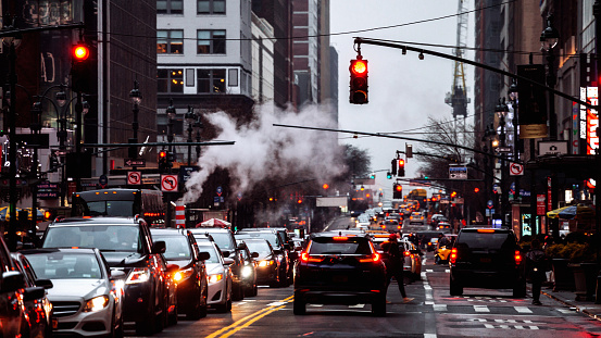 New York, USA - Traffic on busy streets of Manhattan