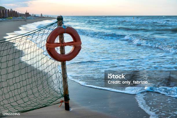 Lifebuoy Stock Photo - Download Image Now - Abruzzo, Adriatic Sea, Beach