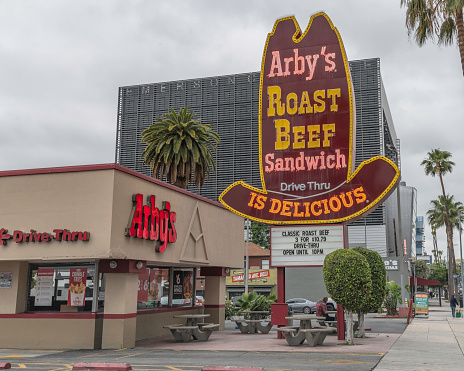 Los Angeles, CA, USA - May 2, 2022: Exterior of an Arby\