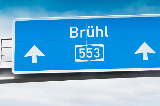 Motorway 553 sign en route to Brühl, Germany.