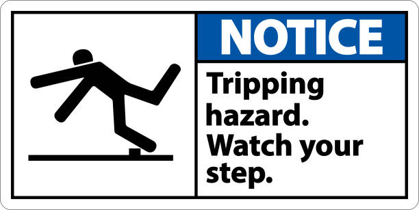 istock Notice Watch Your Step Tripping Hazard Sign On White Background 1396564118
