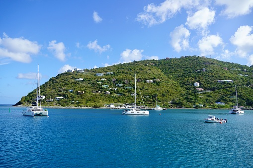 Boats moored in Cane Garden Bay Tortola