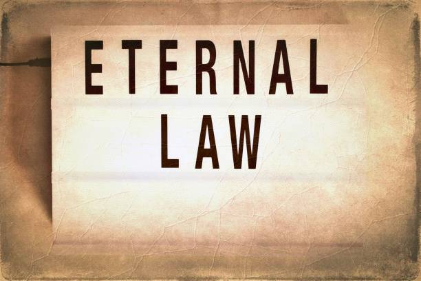 Words 'Eternal Law' in an aged Lightbox Theme