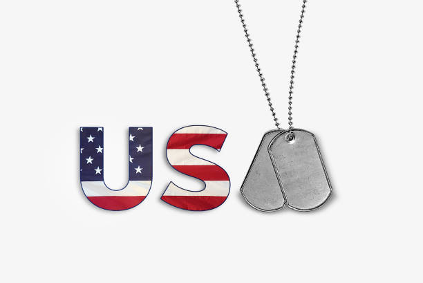 us us military piastrine - army usa text metal foto e immagini stock