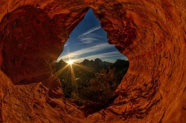 Sunrise at the birthing cave in Sedona, Arizona