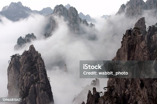 istock Mount Huang with Fog 1396581547