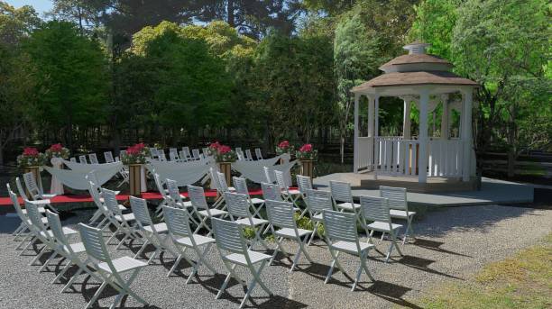 istock Beautiful garden wedding ceremony event 3d illustration 1396581656