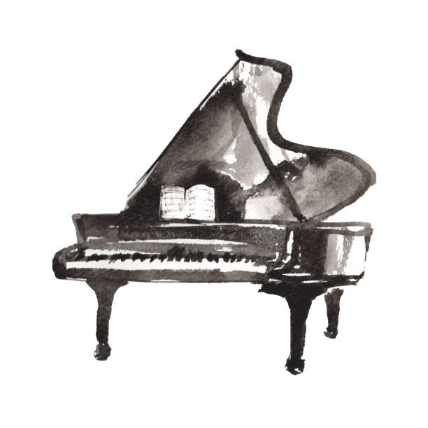 istock Illustration of a piano drawn in watercolor 1396588108