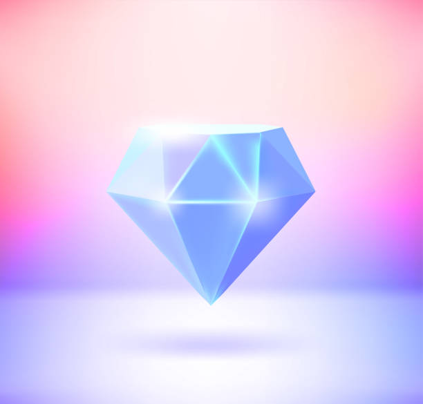 ilustraciones, imágenes clip art, dibujos animados e iconos de stock de cristal con efecto holográfico. ilustración vectorial 3d - crystal bright diamond gem