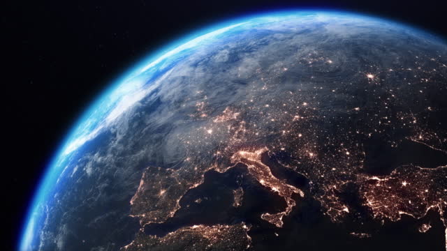 3d Animation Planet Earth At Night - Turkey, Europe zoom out 4k stock video