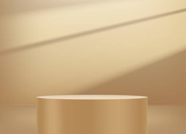 istock Gold luxury interior with sun flare and podium 1396591667