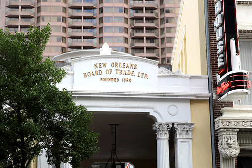 New Orleans, LA, USA - December 28, 2021: New Orleans Board of Trade.