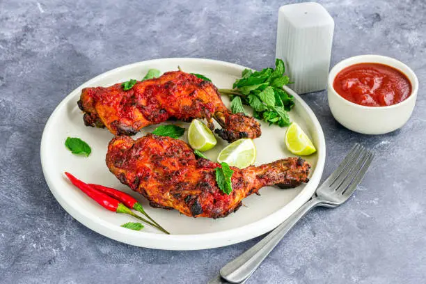Roasted Whole Chicken Legs, Indian Roast Chicken with Sweet and Sour Sauce