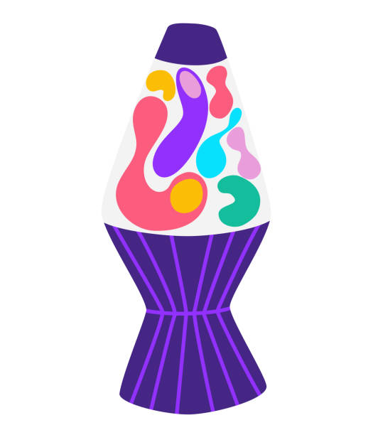 ilustrações de stock, clip art, desenhos animados e �ícones de lava lamp. funny hippie 70s style lava light lamp. bedroom nightly appliance. astro lamp. flat style trend modern logo design vector illustration - lava lamp