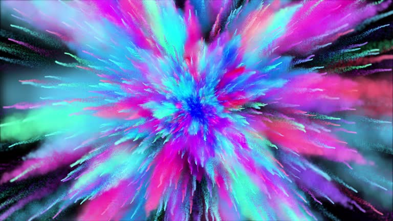 Color powder explosion on black background in slow motion