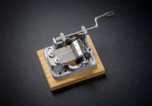 istock Traditional music box isolated on black 1396606226