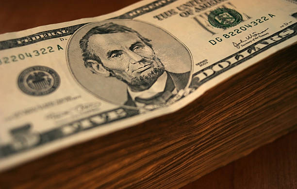 5 dolarów usa - president currency five dollar bill us paper currency zdjęcia i obrazy z banku zdjęć