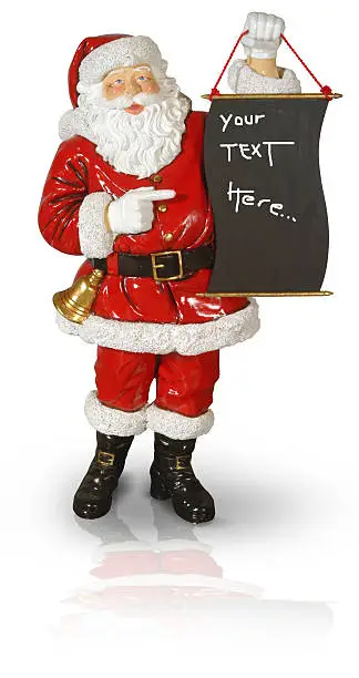 santa claus holding board you can easy retouch text in photoshop