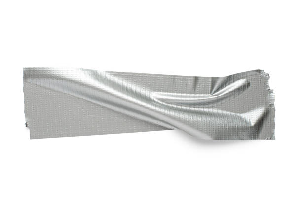 istock Grey metal adhesive tape. Isolated on a white background. 1396608393