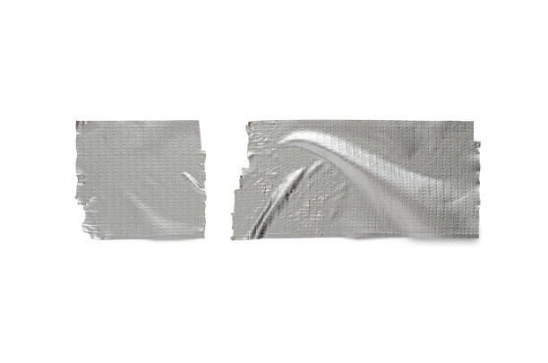 istock Grey metal adhesive tape. Isolated on a white background. 1396608395