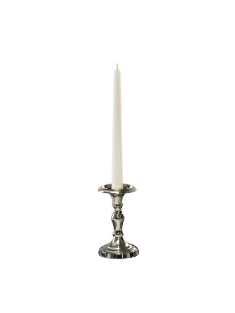 istock Candle on candlestick isolated on white background 1396608504