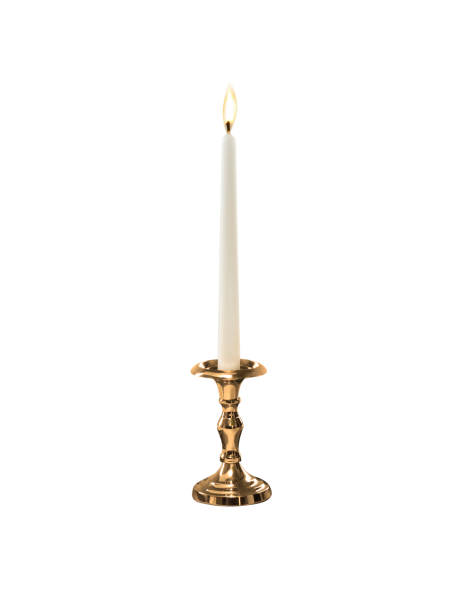 istock Candle on candlestick isolated on white background 1396608517