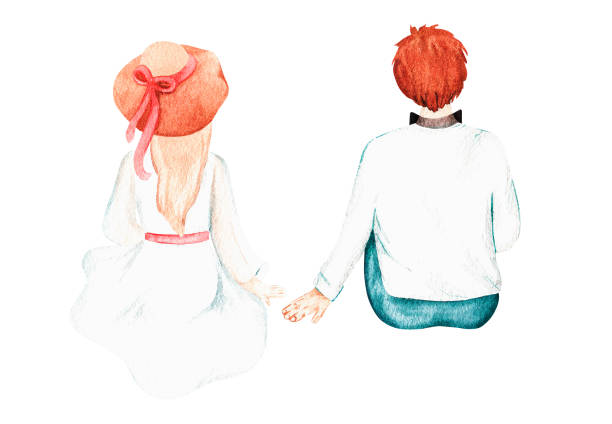 istock A couple in love. Watercolor illustration. Isolated on a white background. 1396609798