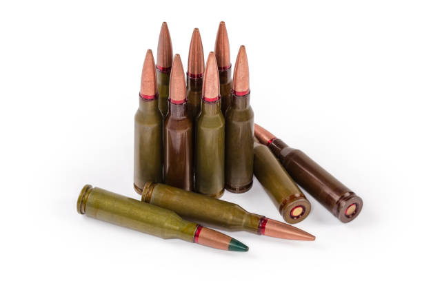 istock Service rifle cartridges on a white background 1396609940