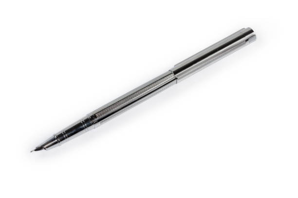 istock Modern fountain pen with open pen cap on white background 1396610805