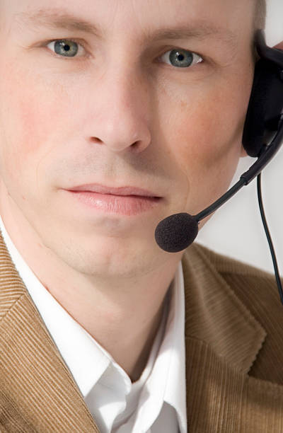 Man with headset stock photo
