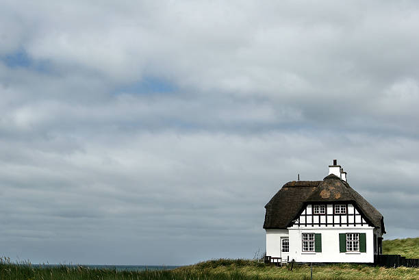 loekken - denmark house cottage rural scene - fotografias e filmes do acervo