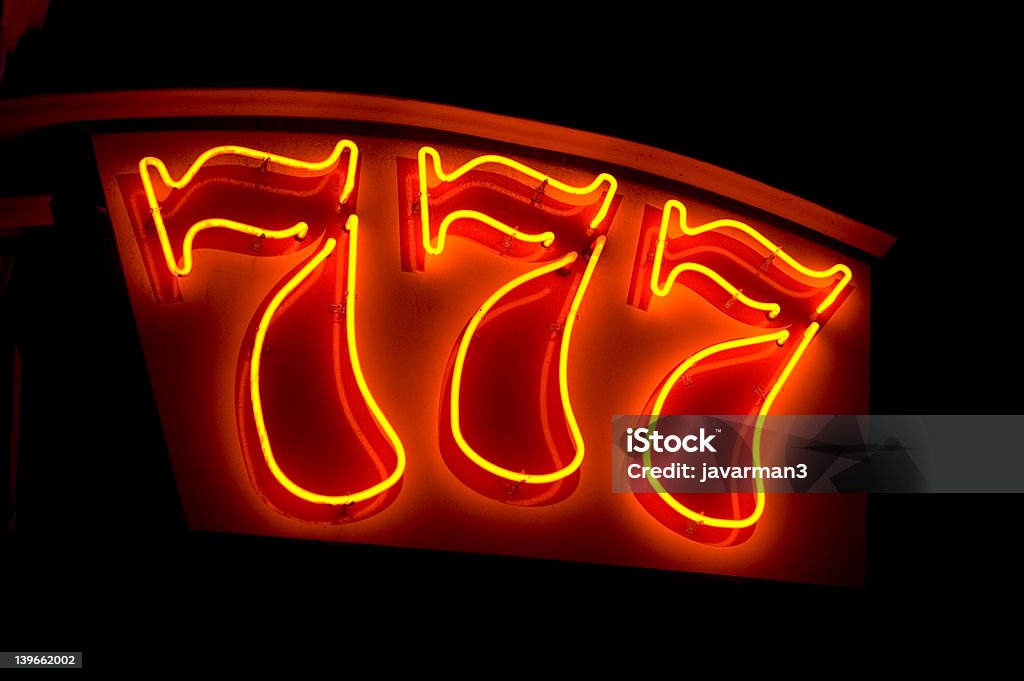lucky figures lucky figures 777 - neon sign Aspirations Stock Photo