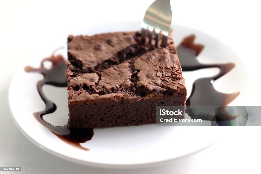 fudge-Brownie mit Schokolade - Lizenzfrei Braun Stock-Foto