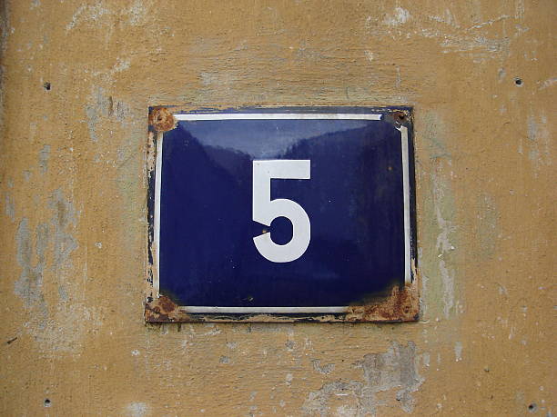 istock brown wall with sign, number 5 139662747