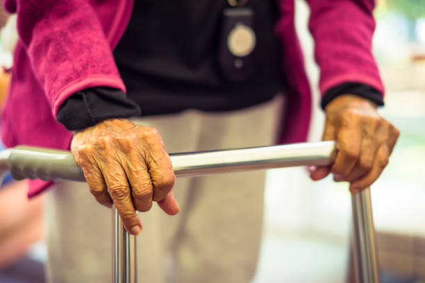 istock Old Indian Asian woman with a walking frame, UK 1396632981