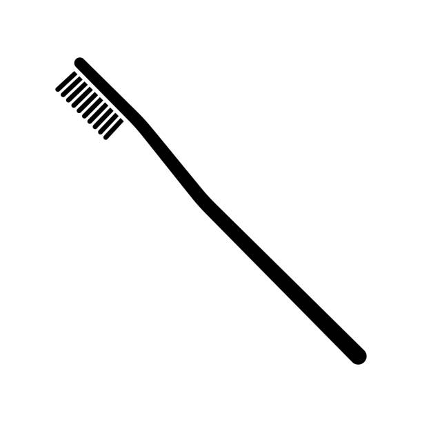 ilustrações, clipart, desenhos animados e ícones de ícone da escova de dentes. silhueta preta. vista lateral da frente. vetor simples ilustração gráfica plana. objeto isolado em um fundo branco. isolar. - hygiene bathtub symbol toothbrush