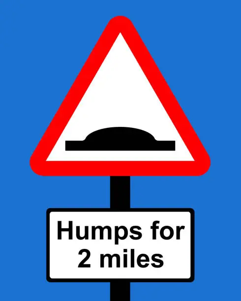 Vector illustration of Warning triangle Distance over which road humps extend