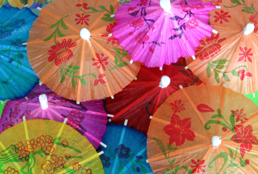 Group of Japanese colorful paper umbrellas