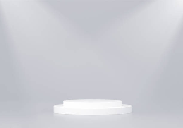 istock Minimalist platform with highlights on white background. 1396635203