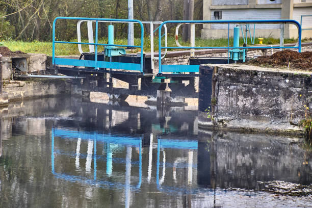 Close-up view of a lock on the Foug Canal