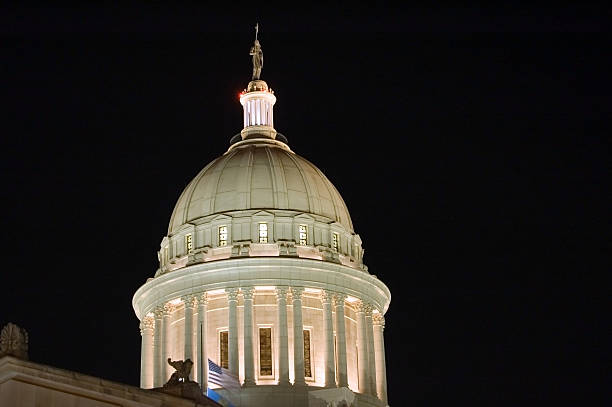 Dome Oklahoma Capital dome shot at night with a 20 second shutter. theishkid stock pictures, royalty-free photos & images