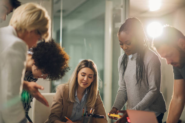 istock Multiracial business team on a meeting in a modern bright office 1396644900