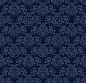 istock Navy Blue French Damask Luxury Decorative Fabric Pattern 1396645044